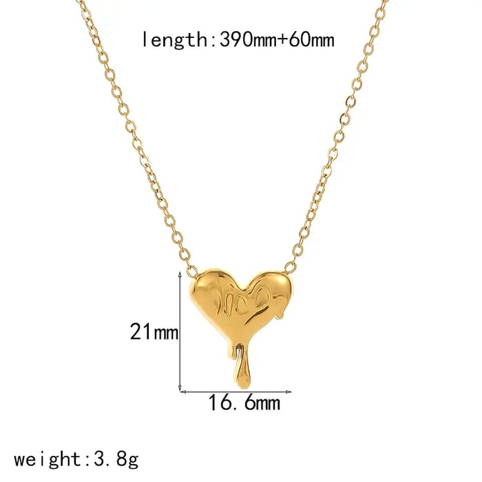 1 Piece Simple Classic Style Irregular Heart Shape Stainless Steel  Gold Color Women's Pendant Necklace Picture4